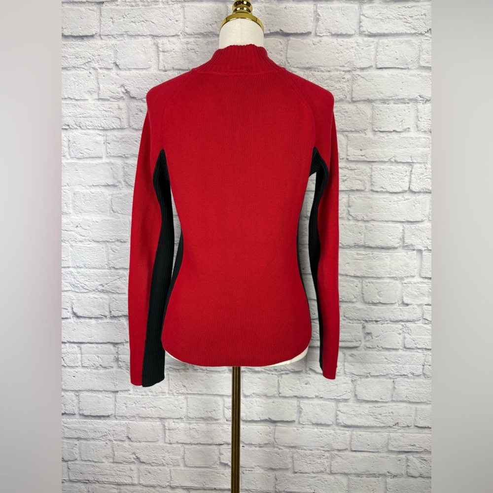 DKNY active 1/4 Zip Red Black Color Block Sweater size M - Picture 4 of 6